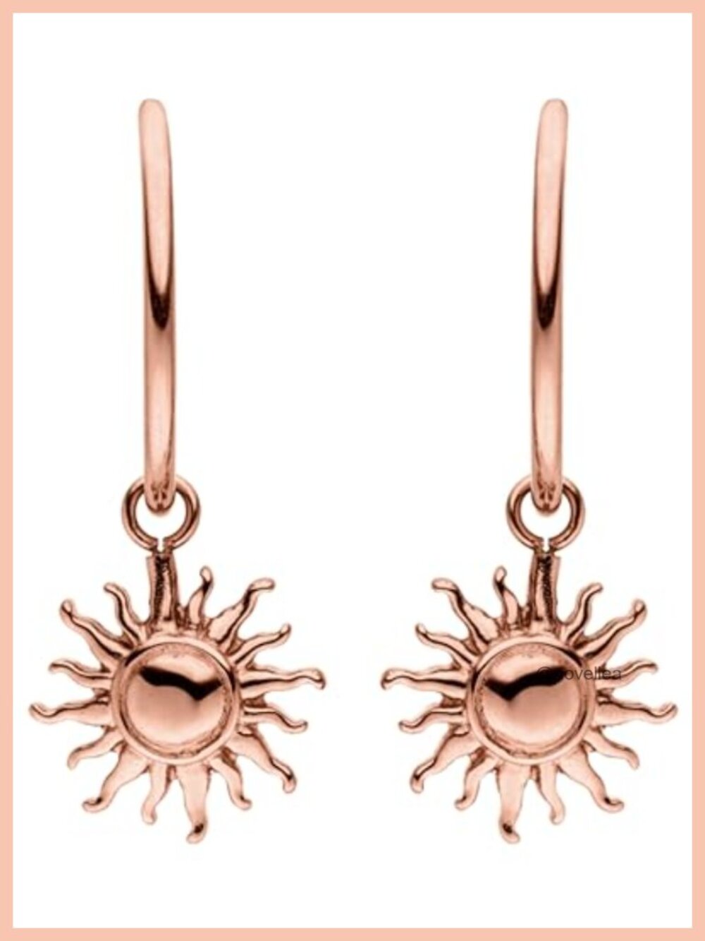 18K Gold Plated Stainless Steel Sun Hoop Earrings for Women, Waterproof